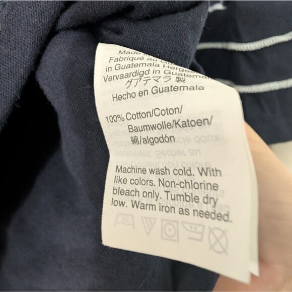 J. Crew Navy Blue Long Sleeve Top with Striped Accents - Picture 5 of 6